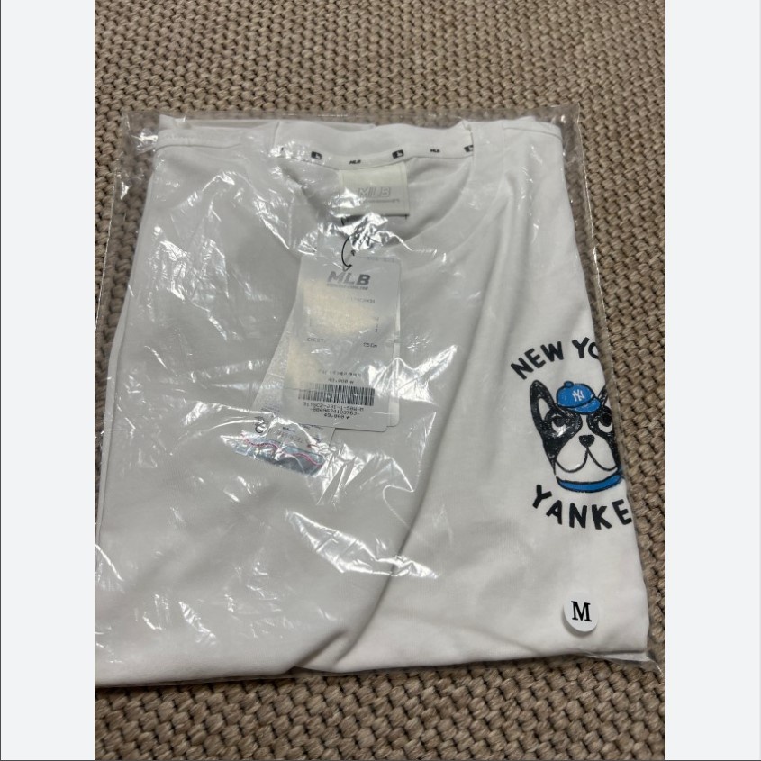 Áo MLB logo chó Bull trắng, hồng 31tsc2031, bill hàn