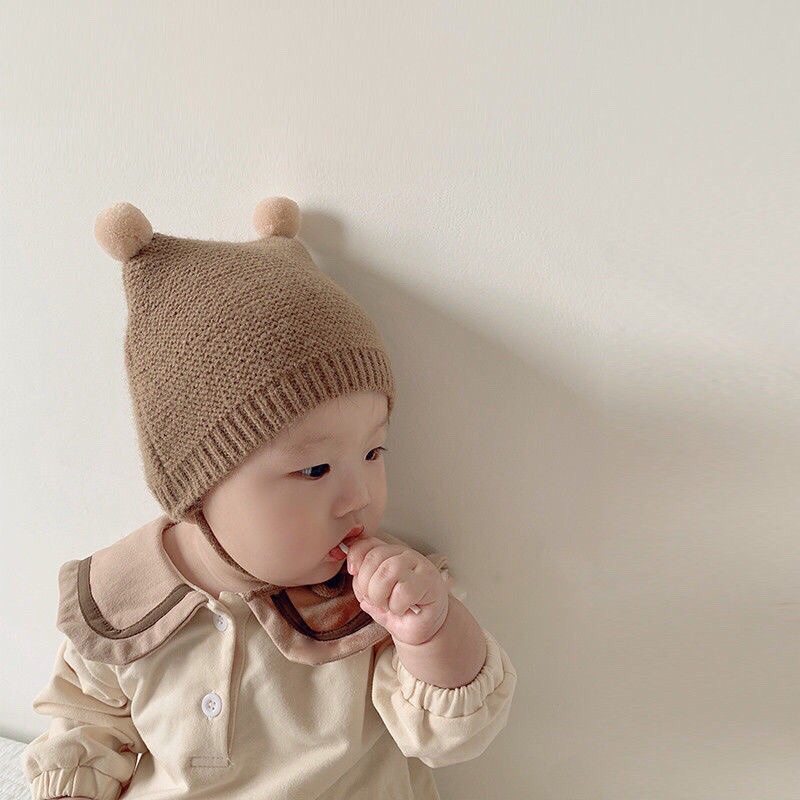 Mũ len tai bông cho bé (3-24 tháng) có dây buộc cực đáng yêu MS 08
