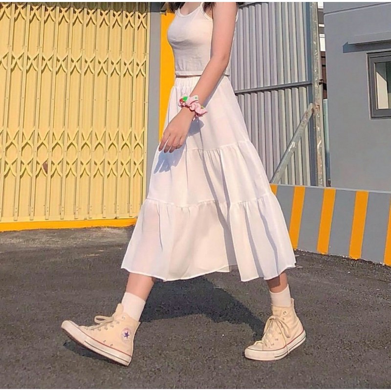Chân Váy Vintage Nữ  Chân váy Dài Nữ 2 Lớp Voan, 3 Tầng Dáng Dài Ulzzang Siêu Xinh