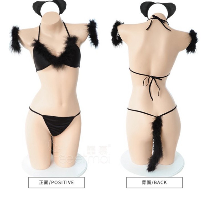 Bộ đồ ngủ 2 mảnh dạng bikini cosplay mèo con gợi cảm | WebRaoVat - webraovat.net.vn