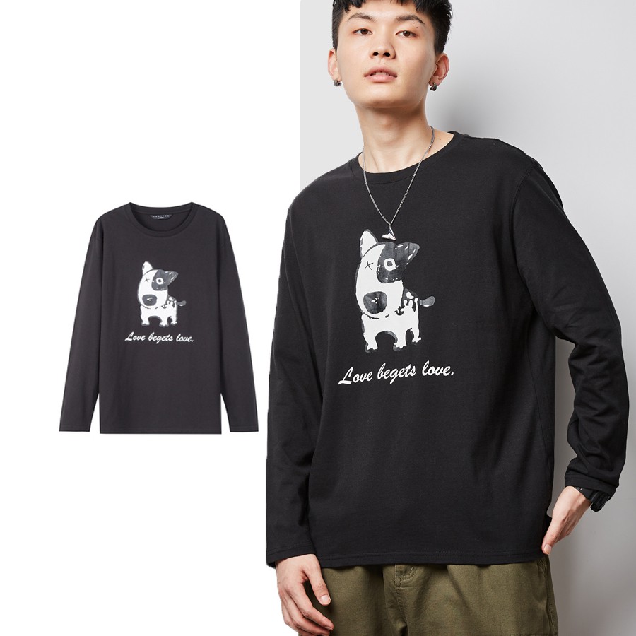 Áo thu đông dài tay nam nữ unissex thiết kế cổ tròn 2 màu đen trắng in hình basic ATH8 | BigBuy360 - bigbuy360.vn