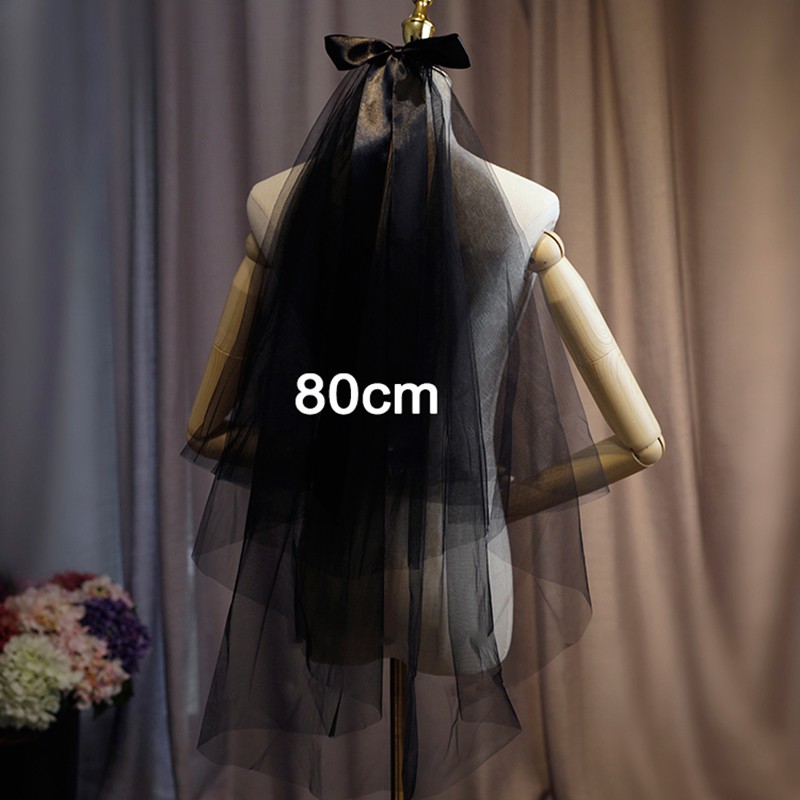 Khăn che mặt thắt nơ màu trơn đơn giản cho cô dâu