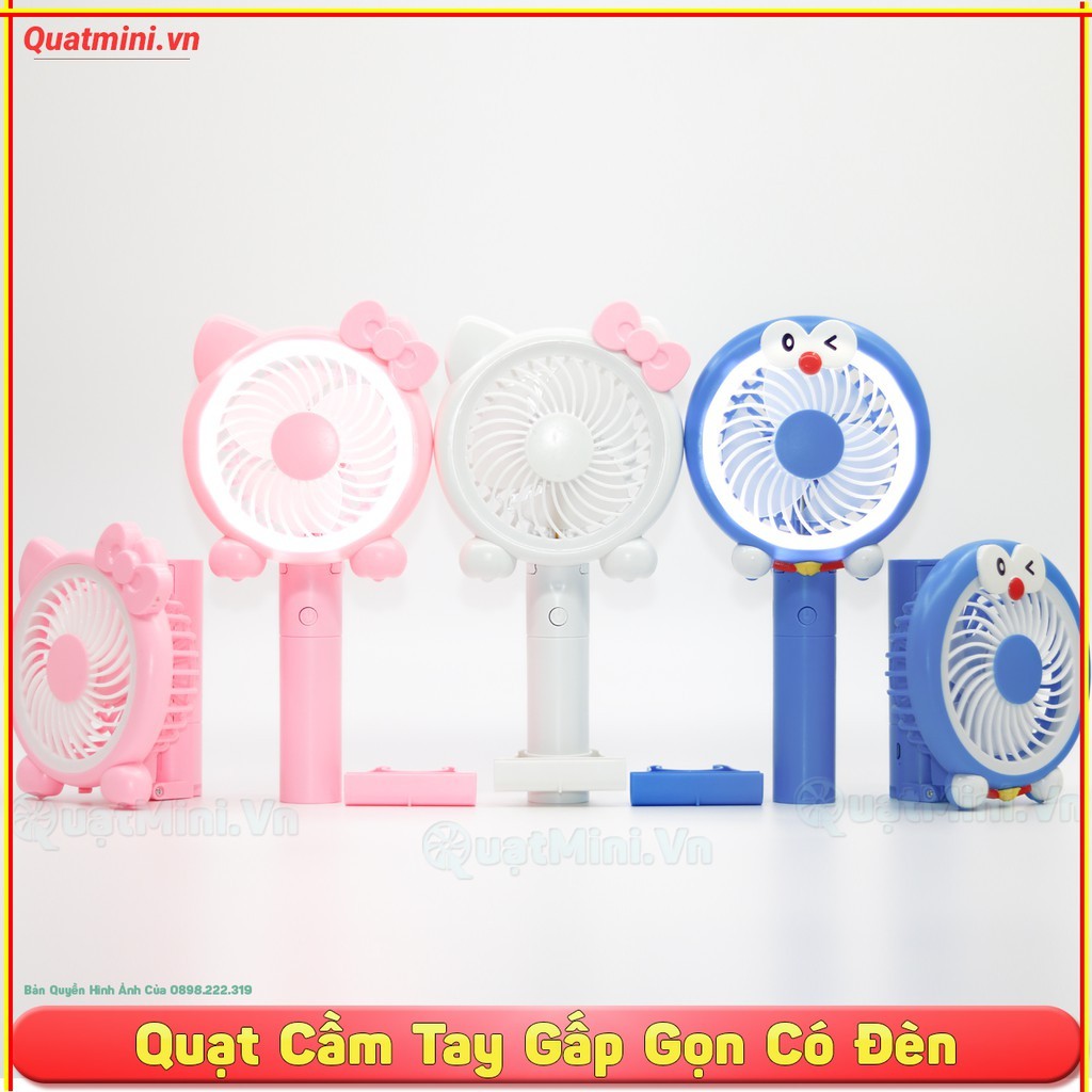 Quạt mini 3 tốc độ có đế cắm điện thoại và có đèn led