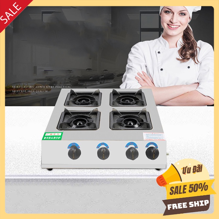Bếp gas nấu mì cay 4 cửa 4 họng vuông