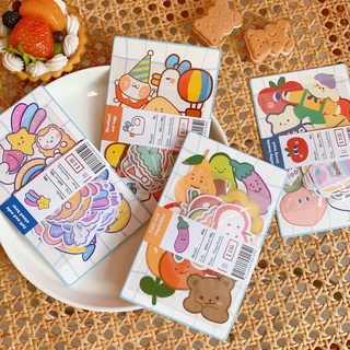 Set 20 sticker hình dán đồ ăn, con vật dễ thương | kat studio