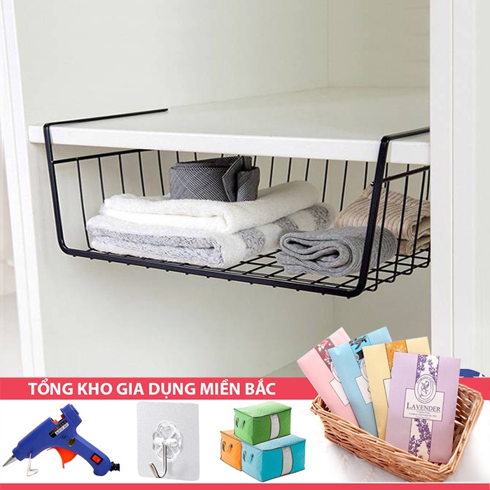 [HÀNG NHẬP KHẨU] Khay Lưới Sắt Để Đồ Dưới Bàn Học, Bàn Làm Việc, Tủ Bếp - Kệ Khung Gài Gọn Gàng - Ngăn Kéo Size 33x23cm