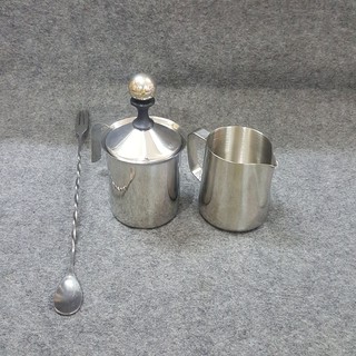 Combo 3 dụng cụ Inox đánh sữa tạo bọt - Ca Inox 350ml