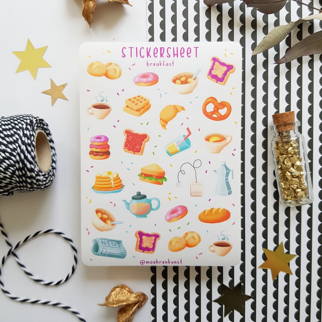 Sticker Sheet - Breakfast - Chuyên dán sổ | Bullet Journal Stickers, Food Stickers, Breakfast Stickers, Lunch Stickers