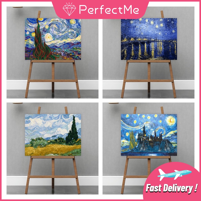 Bộ tranh sơn dầu 40x50CM tự làm họa tiết phong cảnh Van Gogh độc đáo