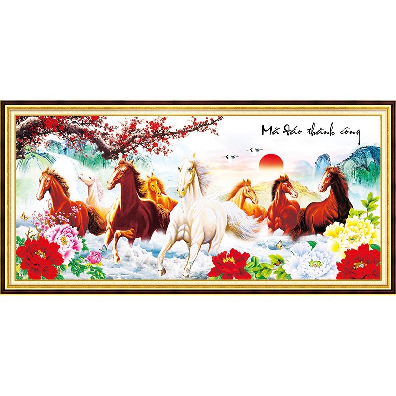 Tranh Đính Đá MÃ ĐÁO THÀNH CÔNG. Kích Thước: 1m x 50cm - 1m3 x 64cm - 1m8 x 85cm | BigBuy360 - bigbuy360.vn