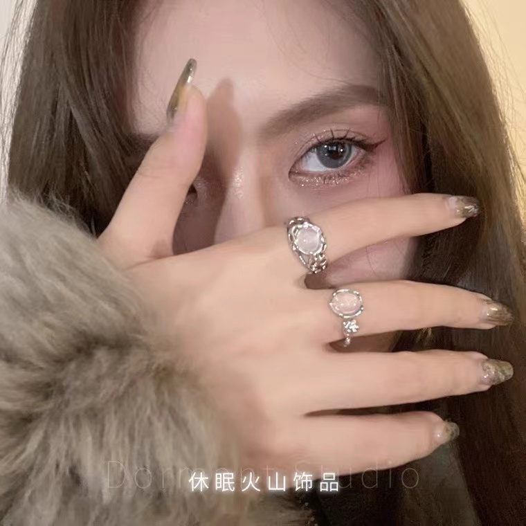 iF YOU Nhẫn   bạc đính đá opal phong cách Hàn Quốc thanh lịch cho nữ