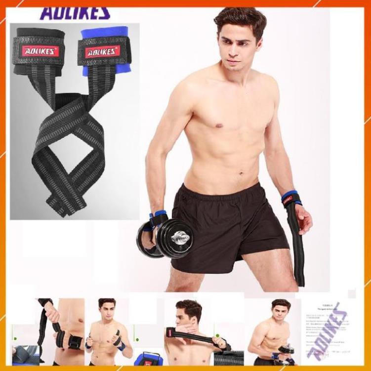 Dây kéo lưng trợ lực quấn cổ tay Aolikes 7638 - 7639 - 7642 băng đai cuốn lifting thể thao gym tập nâng tạ xà thể hình