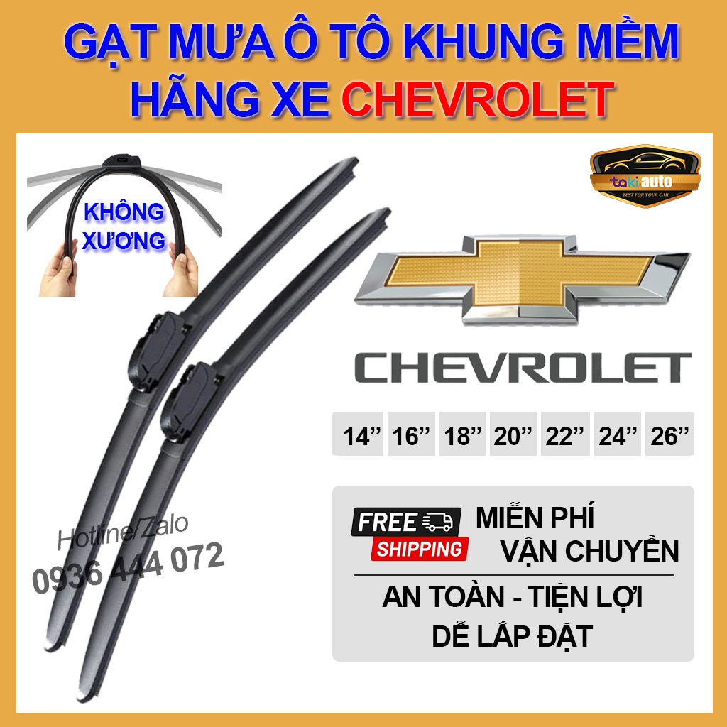 [Chevrolet] Cần gạt nước mưa khung mềm cao cấp SPARK,COLORADO,CRUZE,AVEO,.. thanh gạt kính nước mưa xe ô tô, lưỡi gạt mư
