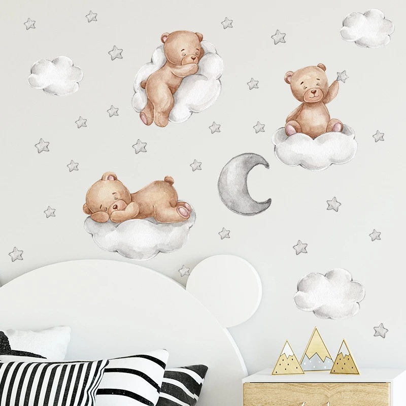 Decal dán tường Tự Dính Họa Tiết Hoạt Hình 3D Dễ Thương Bắt Mắt