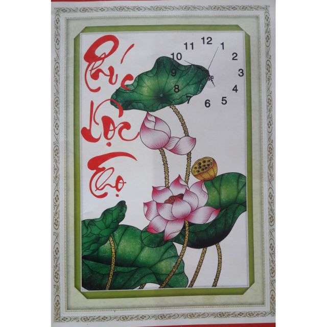 Tranh thêu đồng hồ Phúc Lộc Thọ 222880 (43x62cm)
