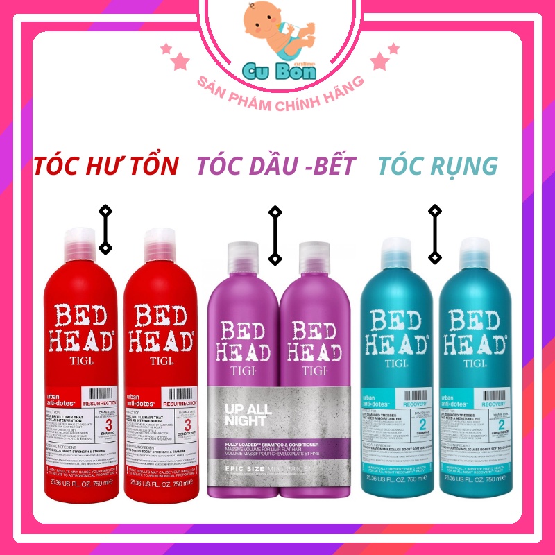 DẦU GỘI XẢ TiGi Bed Head 750ML Chính Hãng USA giúp Tóc Suôn Mượt Tiết Kiệm với lựa chọn tóc hư tổn tóc dầu bết tóc rụng