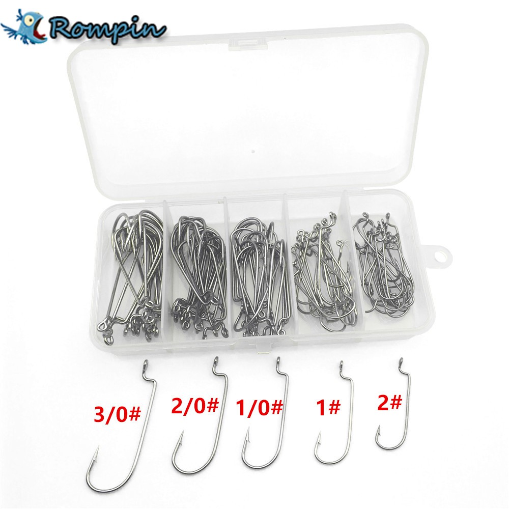 Hộp 100 Lưỡi Câu Bằng Thép Các Bon Mềm 3 / 0#-2#