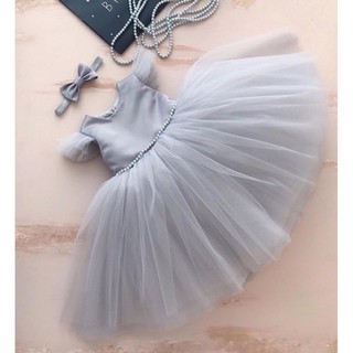 Đầm baby thiết kế xám xanh