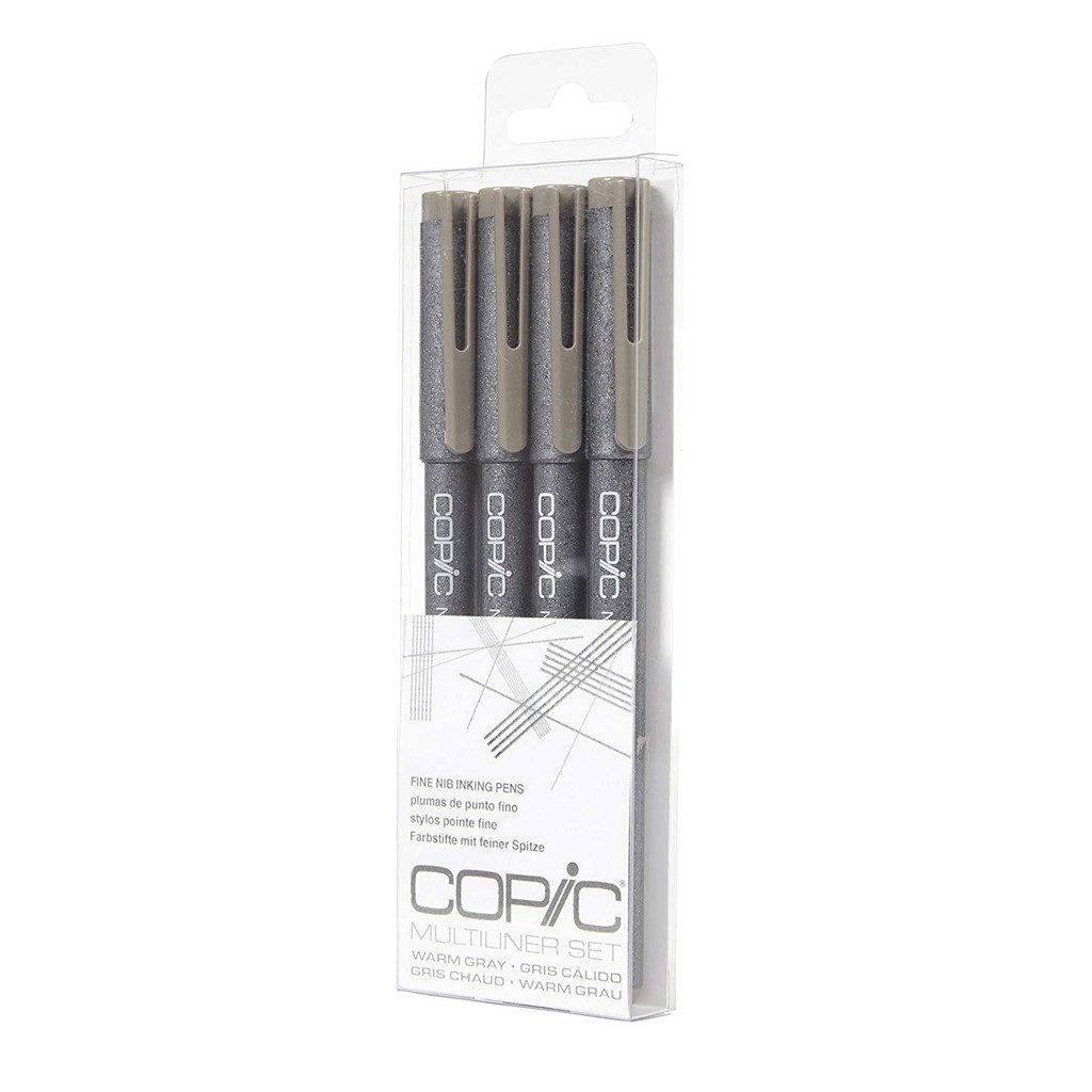 Bút line Copic Multiliner set 4 cây hộp mica fine nib inking pens