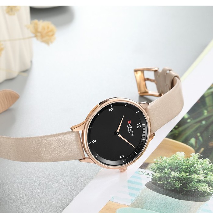 Đồng hồ Quartz Curren 9039 chống thấm nước dây đeo da thời trang cho nữ
