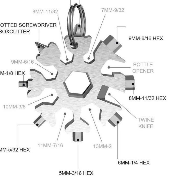 Móc Khóa Hình Bông Tuyết Đa Năng 18 Trong 1 Y-00 (Shopee 3.3)