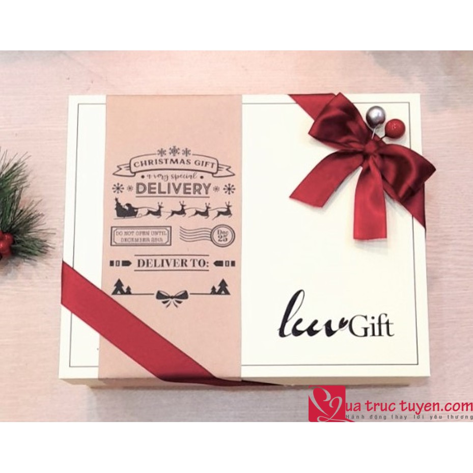 Hộp đựng quà thiết kế Luvgift dáng ngang kèm túi, rơm lót, hộp quà tặng sinh nhật giấy bìa cứng | BigBuy360 - bigbuy360.vn