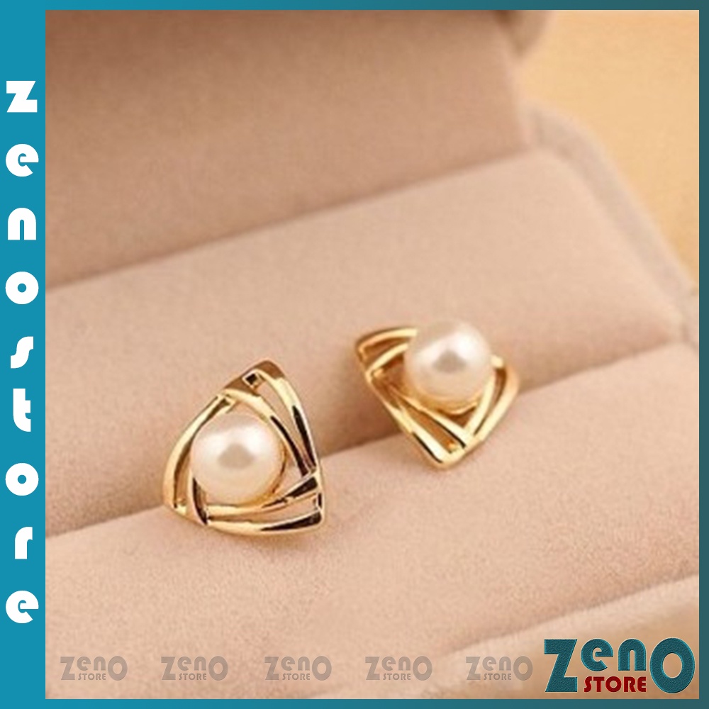 Khuyên tai ZenO bạc S925 KT02, bông tai bạc Ý đính ngọc