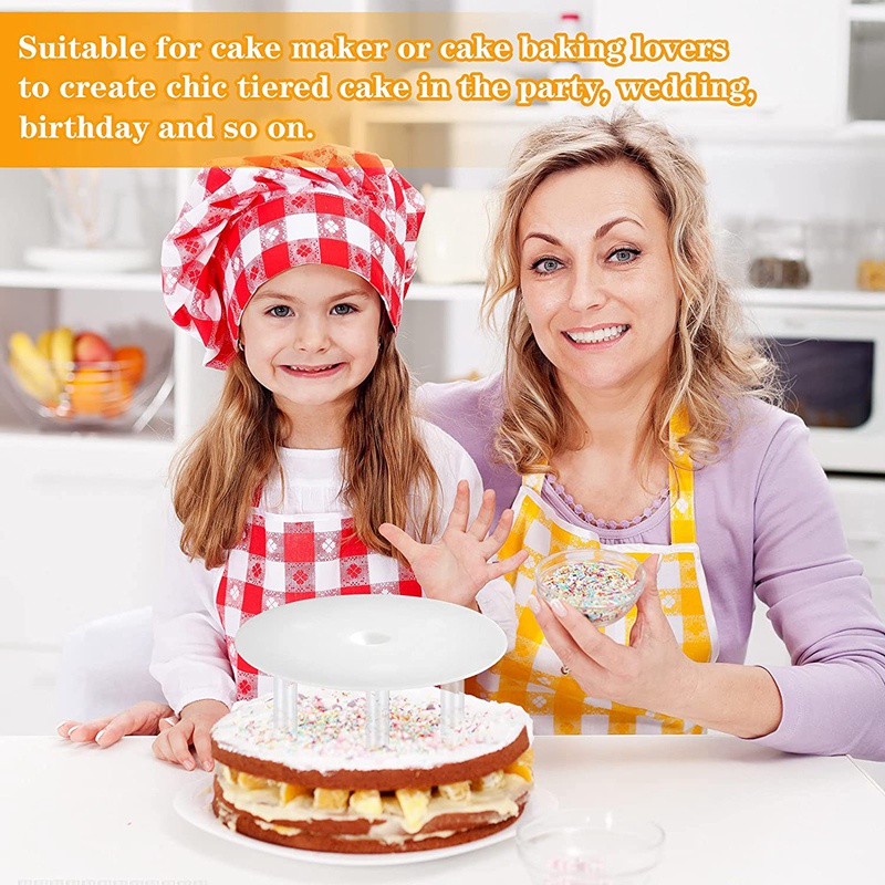 Bộ que làm bánh bằng nhựa 36 miếng Bộ 20 miếng Thanh đỡ bánh trắng và 4 miếng Đĩa tách bánh