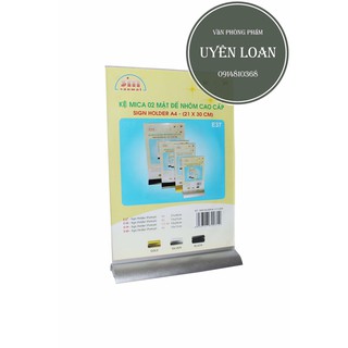 🔺 Kệ Mica 02 Mặt Đế Nhôm Cao Cấp A4 E37 (KT: 21 x 30cm)