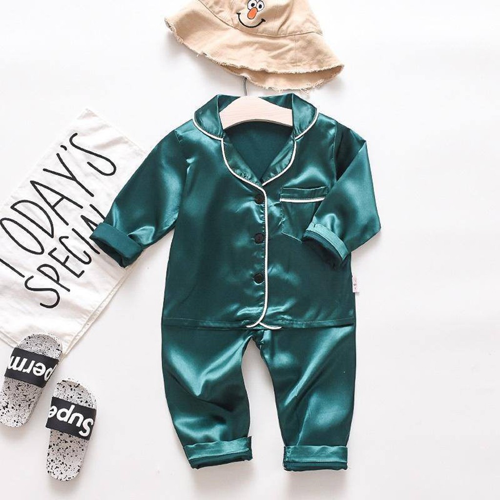 Bộ Pijama lụa dài tay cho bé Lila Kids , Bộ Đồ Ngủ Cho bé Chất lụa mặc đi ngủ hay đi chơi đều xinh từ 6-28kg