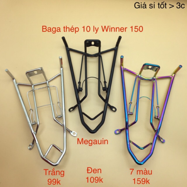 BAGA WINNER 150 THÉP 10 LY (TITAN 7 MÀU, ĐEN, TRẮNG INOX - LƯỢN GIỮA TRƯỚC Wn