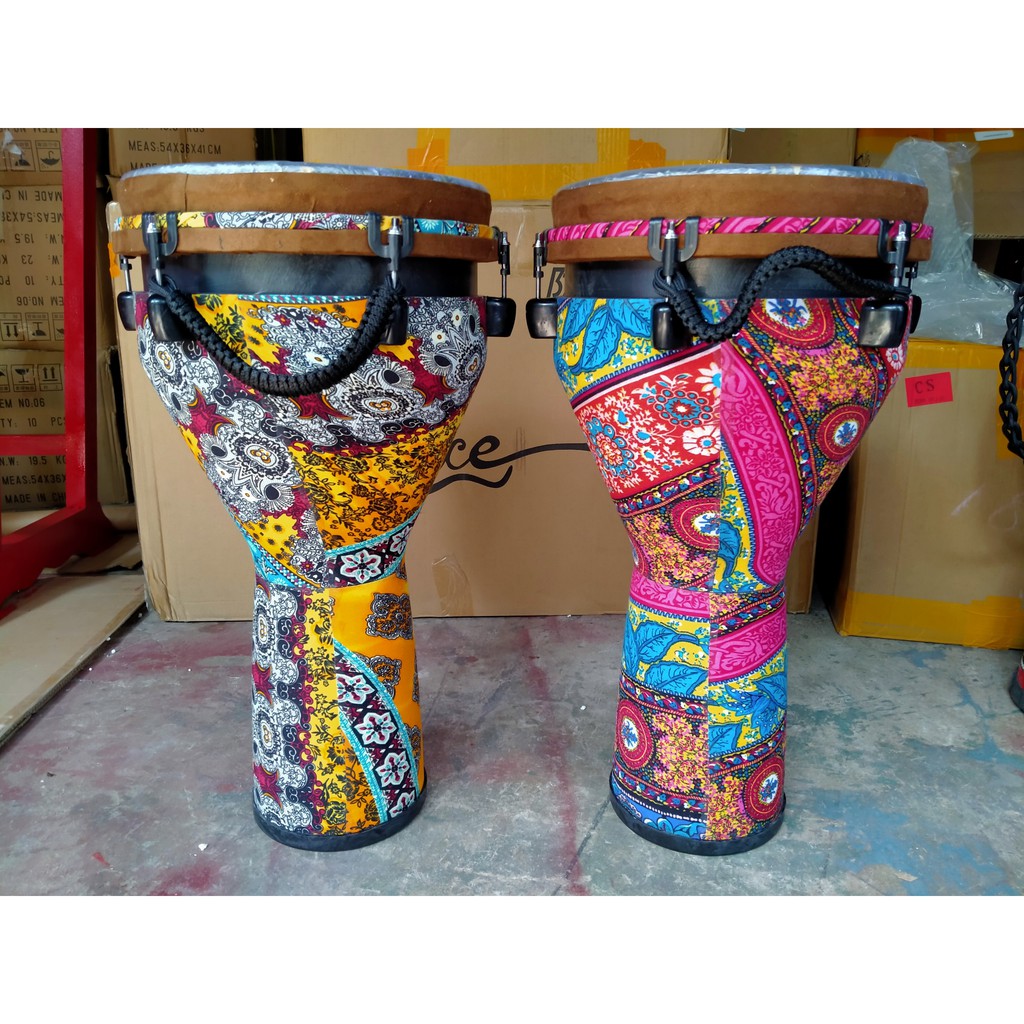 Trống Djembe bọc vải nghệ thuật phong cách châu phi 12 inch