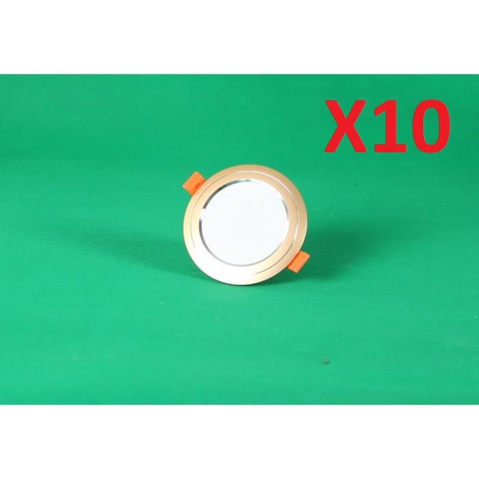Bộ 10 Đèn Led âm trần đổi màu 5w vỏ vàng, đèn trang trí giá rẻ
