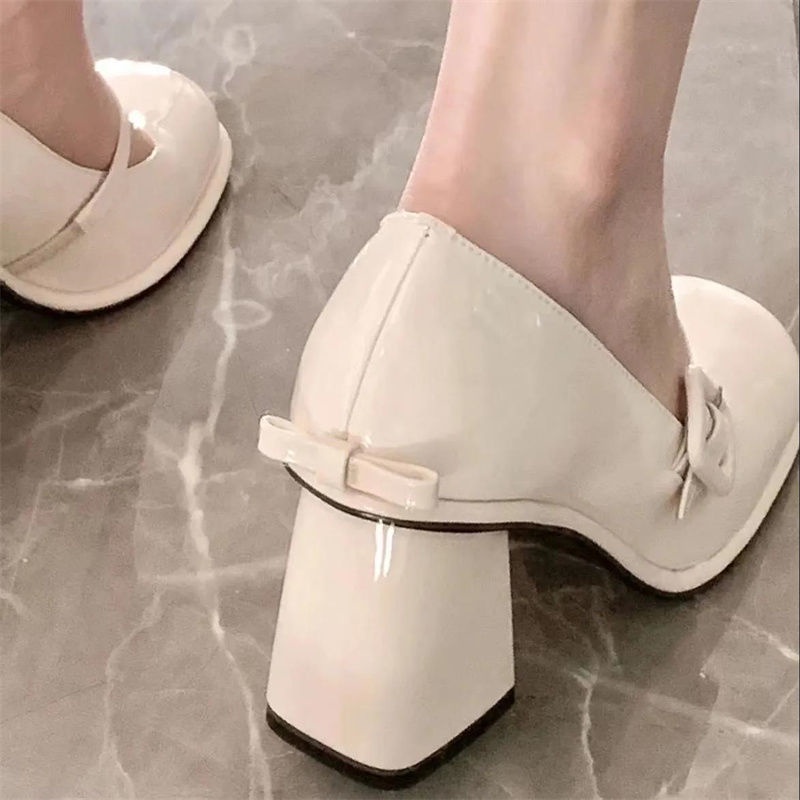 Giày Cao Gót Đế Dày Phong Cách Retro Pháp Cho Nữ