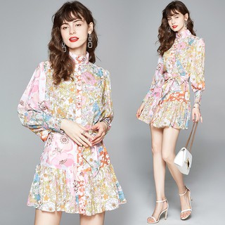 Đầm Hoa Tay Phồng Phong Cách Vintage Hàn Quốc 2020