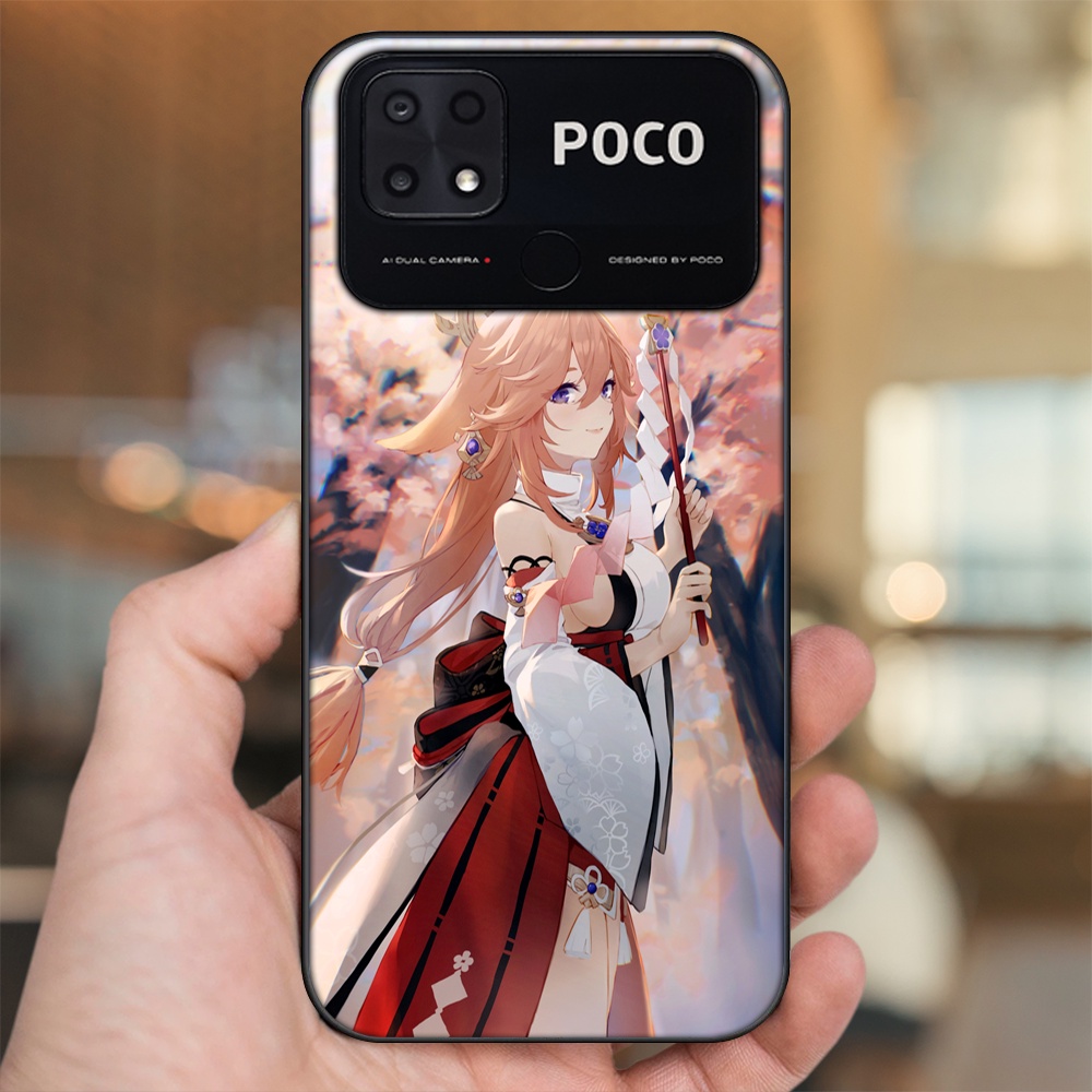 Ốp lưng Xiaomi Poco C40 viền đen in hình Yae Miko Genshin Impact