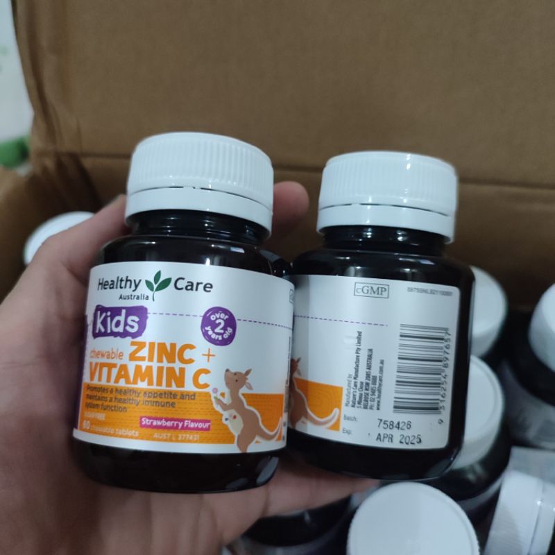 Viên nhai kẽm ZinC + Vitamin C Healthycare 60v