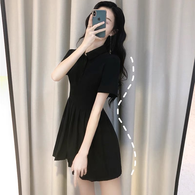 Đầm polo xếp ly màu đen HB D049 | BigBuy360 - bigbuy360.vn