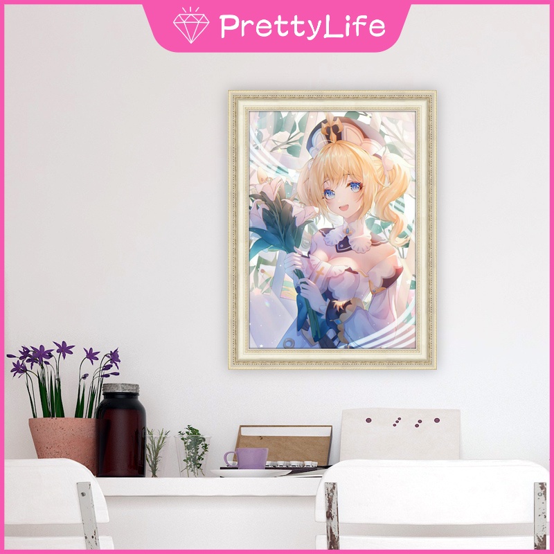 Bộ tranh đính đá 5D tự làm hình Lumine Genshin Impact Barbara trang trí nhà cửa 30x40cm/40x50cm