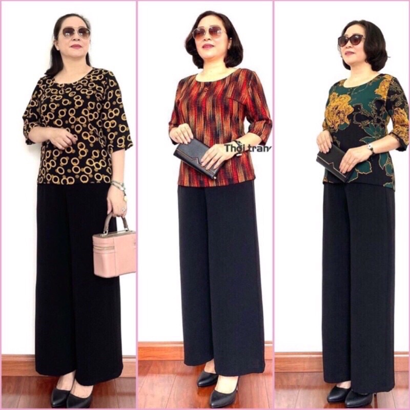 Quần trung niên chất poly 2 da cao cấp cạp chun siêu co dãn