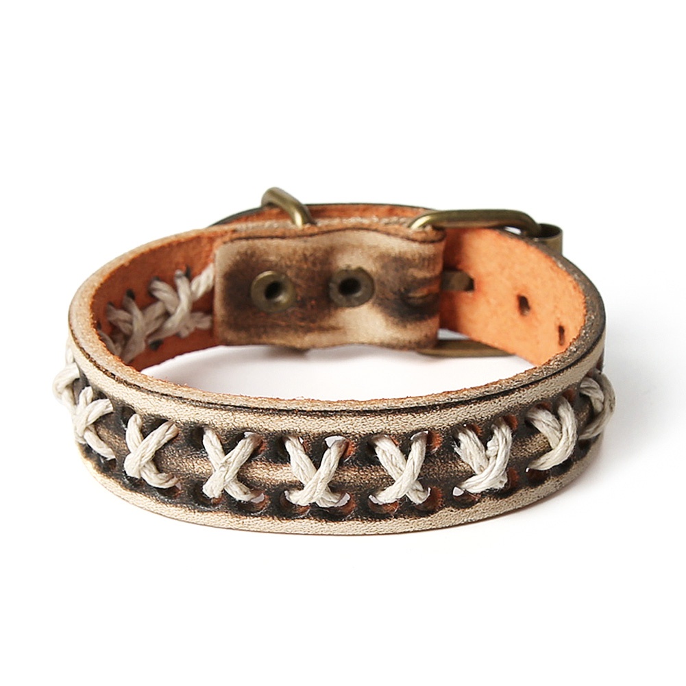 Vòng đeo tay bằng da kiểu dáng cổ điển dành cho cả nam và nữ