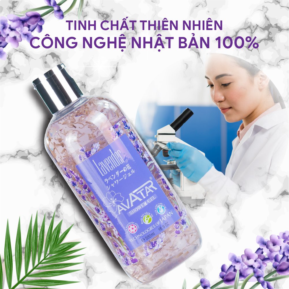 Sữa tắm cánh hoa Lavender AVATAR hương nước hoa Nhật Bản 500ml