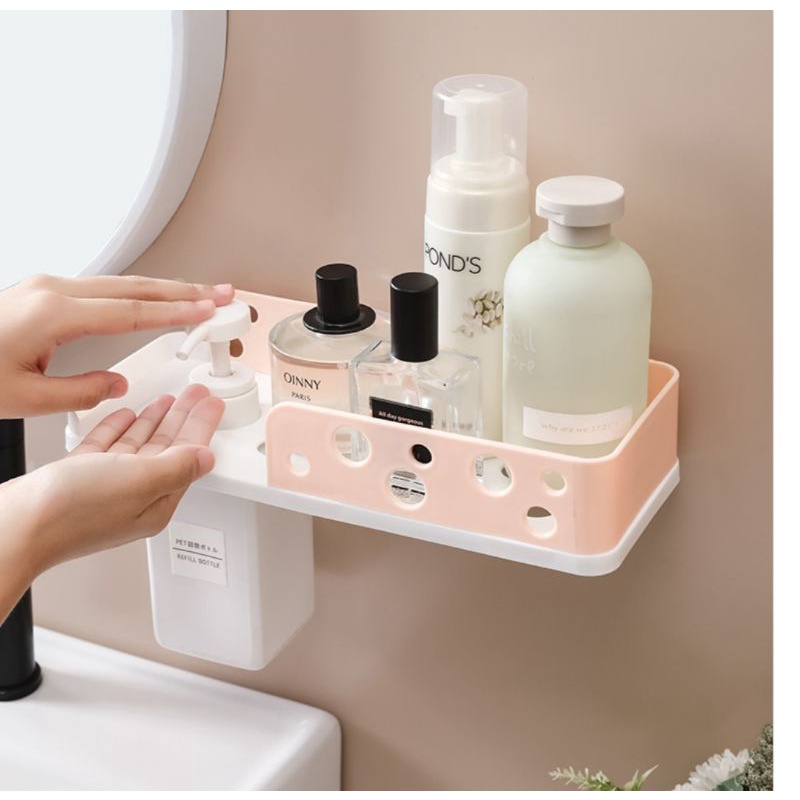 KỆ NHỰA CAO CẤP DÁN TƯỜNG ĐỂ DẦU GỘI SỮA TẮM, MỸ PHẨM TRONG PHÒNG TẮM