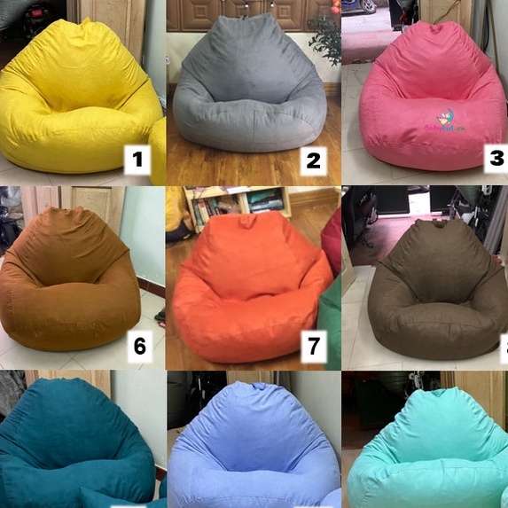 Vỏ lót ghế lười hạt xốp/ da lộn đơn/ 5 size