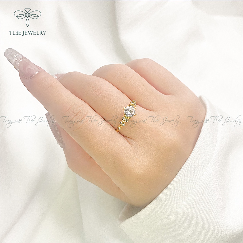 Nhẫn bạc nữ TLEE Elise Prince mạ vàng 14k đính đá sang trọng NCJ A0145