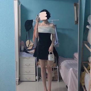 Váy thiết kế trễ vai phối tơ