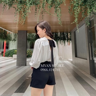 SET ÁO LỤA TAY BỒNG MIX QUẦN GIẢ VÁY