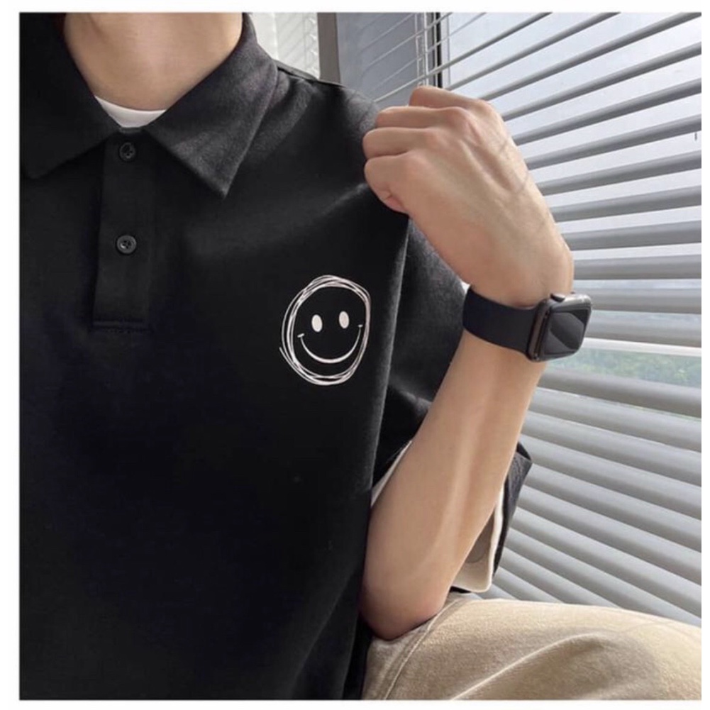 MẤU HOT -- ÁO THUN CÓ CỔ OVERSIZE NAM IN HÌNH MẶT CƯỜI ĐƯỢC NHIỀU NGƯỜI ƯA THÍCH Thời Trang hhp 2022