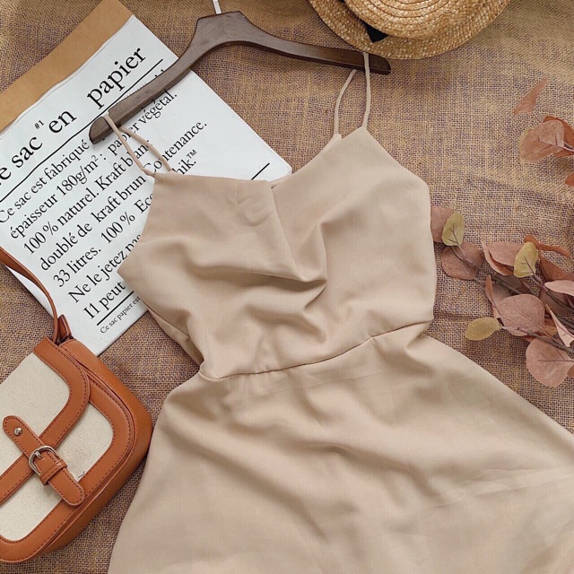 Váy nude 2s xoè cổ đổ kt ( KÈM ẢNH THẬT)