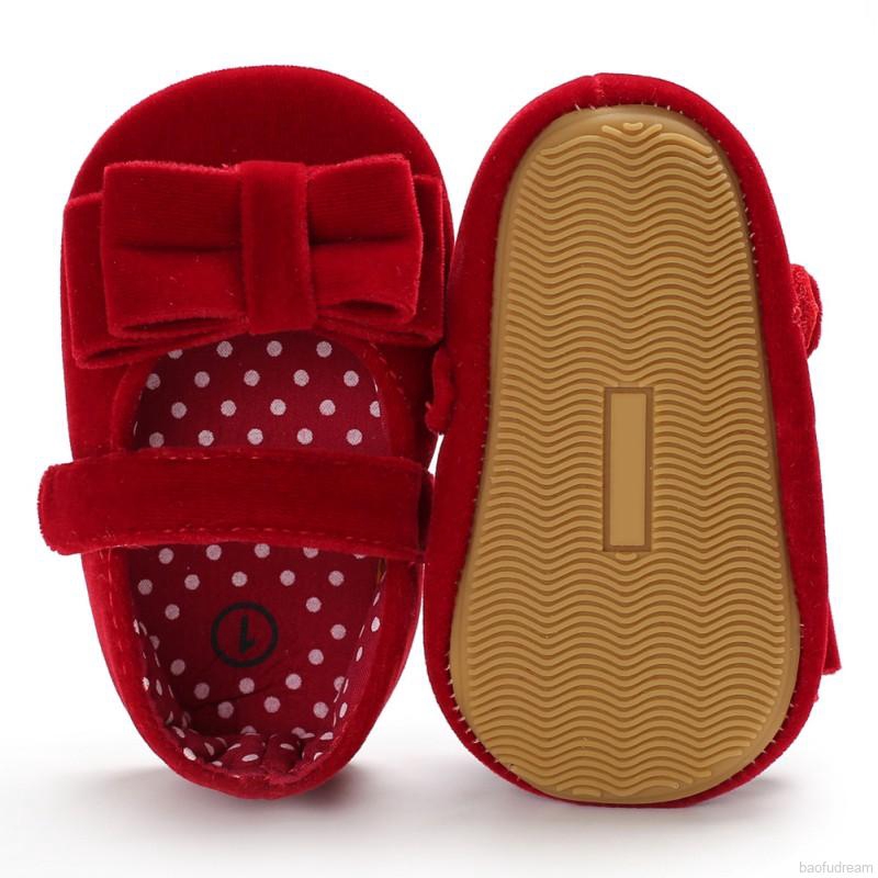 Giày tập đi phủ nhung phối nơ thời trang mùa xuân thu xinh xắn cho bé từ 0-18 tháng tuổi